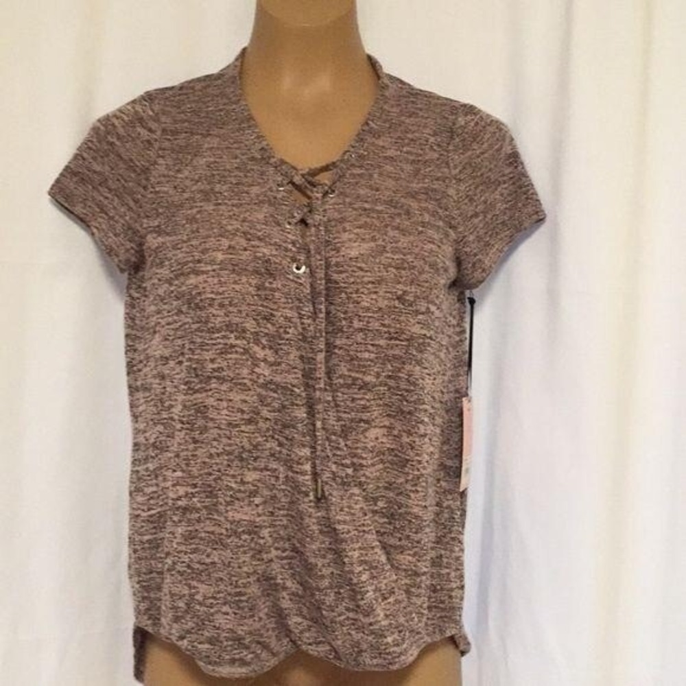 Juicy Couture sheer short sleeve Blouse Top Women's S‎ Brown Mauve